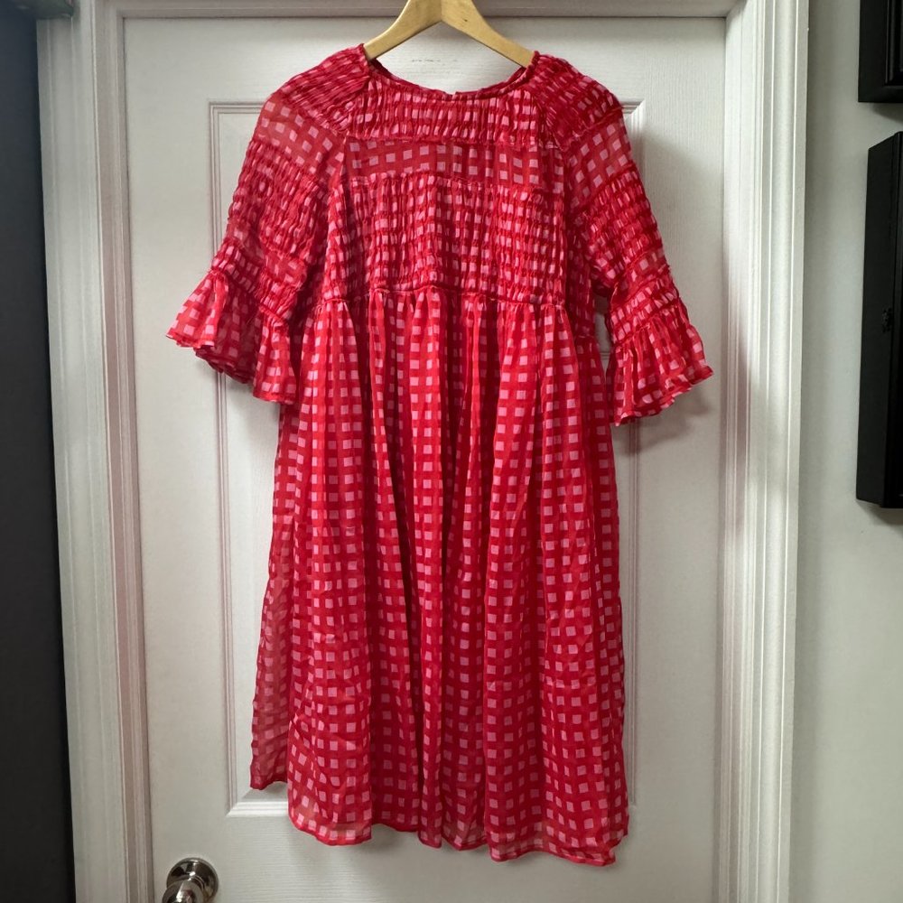 Asos Gingham Smock Dress with Shirring Detail, US size 6